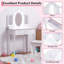 Ensemble de coiffeuse et de coiffeuse, ensemble de coiffeuse avec tabouret et 3 miroirs, coiffeuse en bois avec éclairage à DEL réglable et tiroir, ensemble de coiffeuse Pretend Play