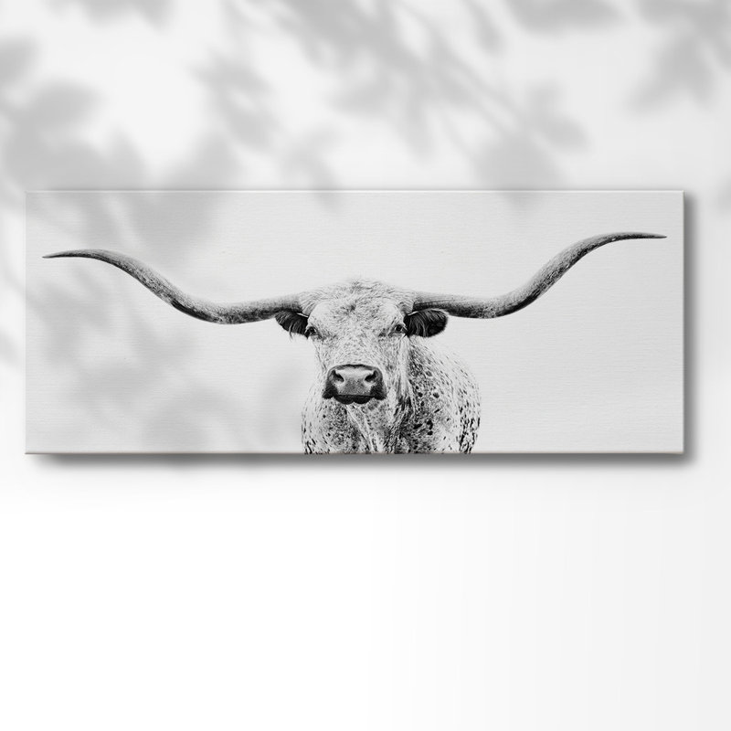 «Longhorn Gaze» sur toile, H 20 po x l 50 po x P 1,5 po
