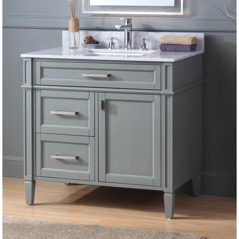 Guerrero 36'' Single Bathroom Vanity with Stone Top, Gray