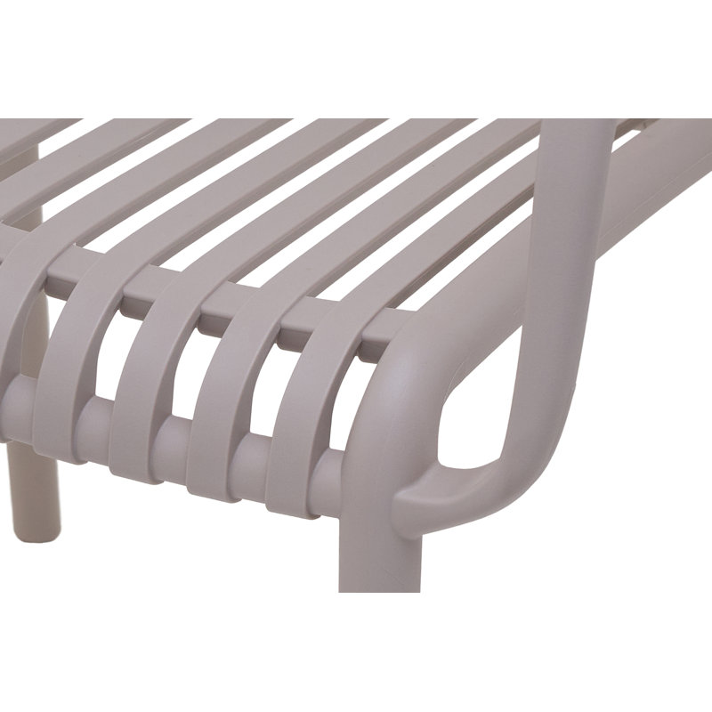 Outdoor Stackable Dining Chair With Armrest, All-weather Plastic Patio Chair, Pool Side Chair, Modern Slatted Design For Balcony, Garden, Backyard, Indoor & Outdoor Use (beige)