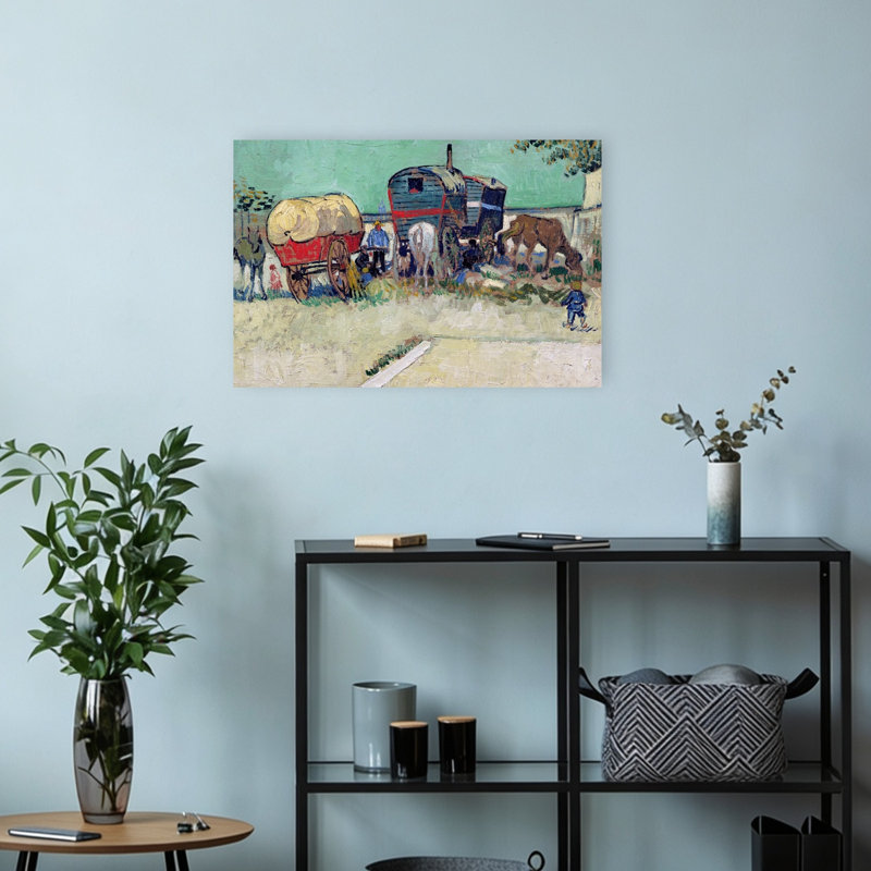 The Caravans, Gypsy Encampment Near Arles, 1888 Abstract Contemporary Horse Animal Wall Art Print, 30.48cm H x 45.72cm W