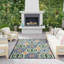 Tapis intérieur / extérieur en polypropylène touffeté à la machine géométrique bleu-86811285