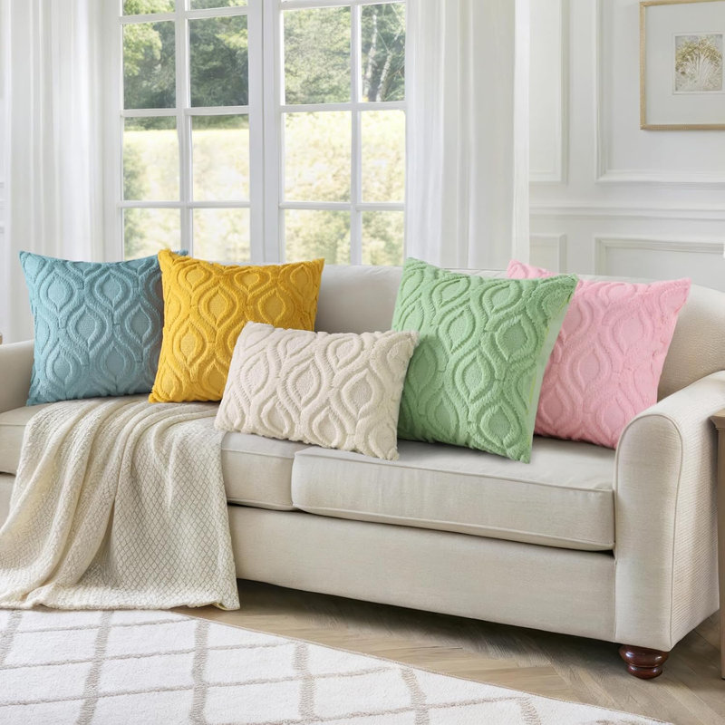 Striped Square Pillow Cover, Grey