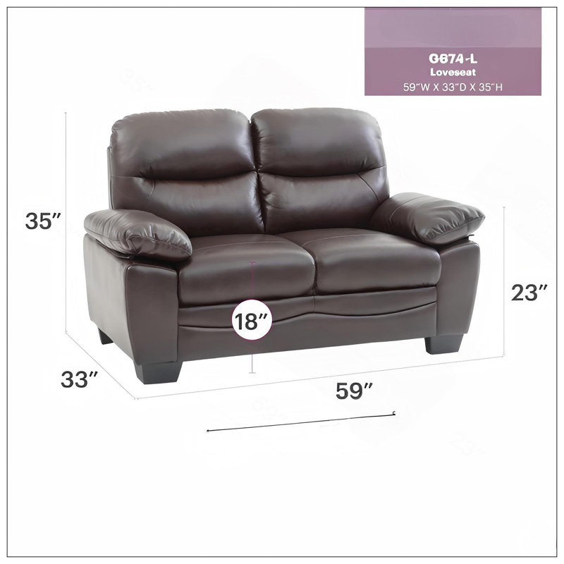 Causeuse Glory Furniture Marta, brun foncé, Marron foncé