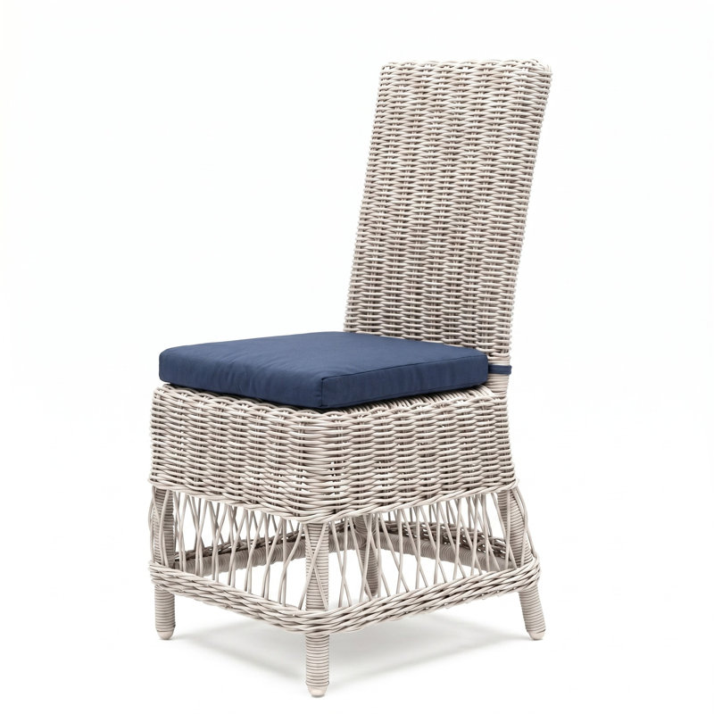Destin Pebble Outdoor Patio Dining Chairs - Canvas Navy, Canvas Navy, White