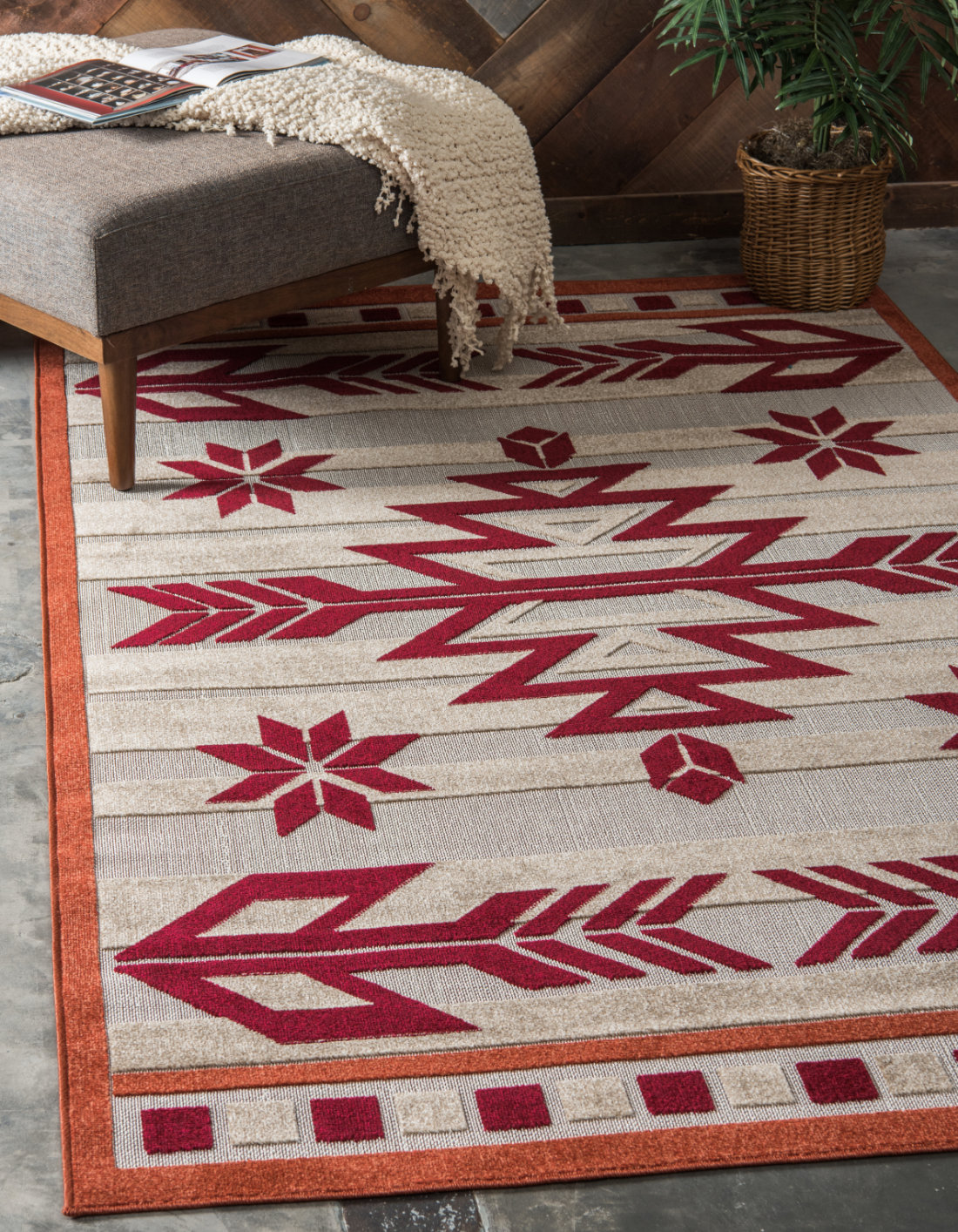 Loon Peak® Lochbuie Burgundy/Beige/Terracotta Indoor/Outdoor Area Rug ...
