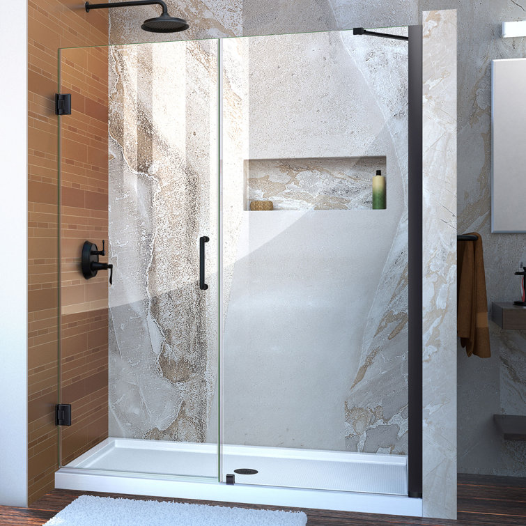 Unidoor 55" W x 72" H Hinged Frameless Shower Door with Clearmax™ Technology