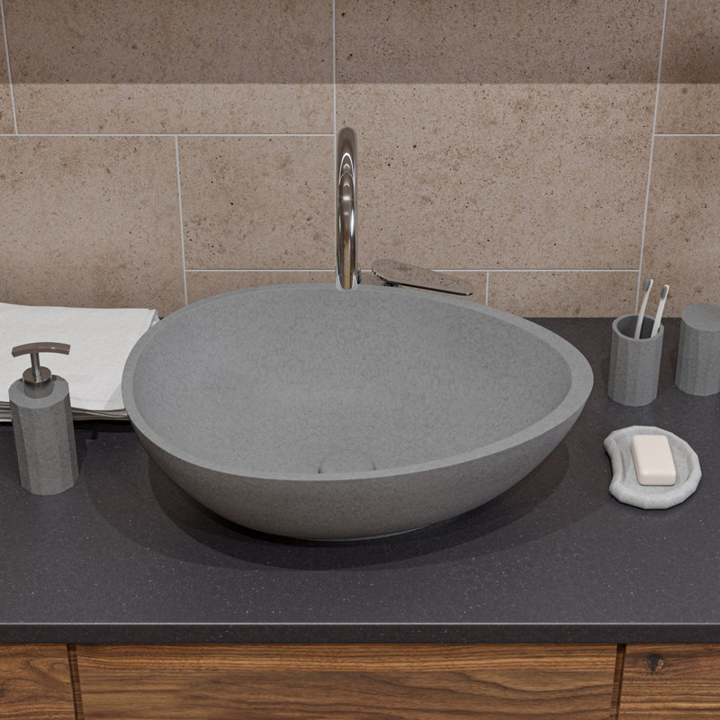 21" Gray Ceramic Oval Vessel Sink