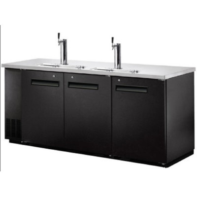Cooler Depot 12 Cubic Feet Black Dual Tap Quarter Barrel Undercounter Refrigerators with Door Lock and for Commercial Use