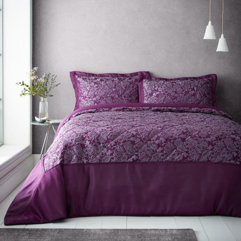 Sandringham Bedspread Set With Pillowshams Bedding 254x254cm, Purple