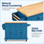 Chariot de rangement roulant pour îlot de cuisine avec porte-épices et porte-serviettes bleu