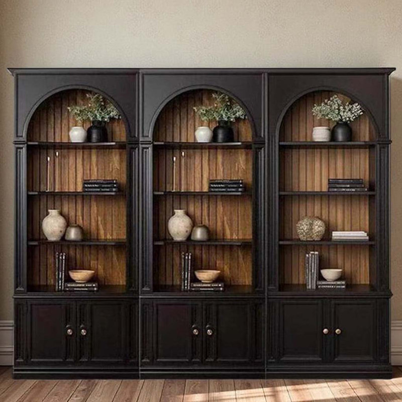 Black solid wood bookcase (Set of 3)