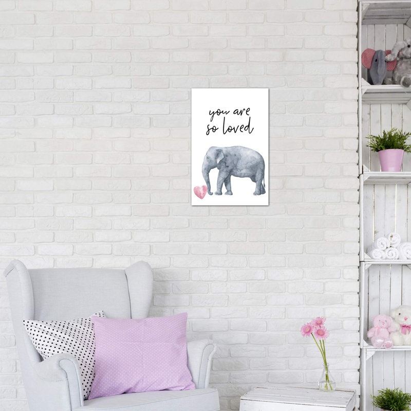 «You Are So Loved Elephant», reproduction d'art graphique, H 26 po x l 18 po x 1,5 po, Toile tendue, Pas de tapis