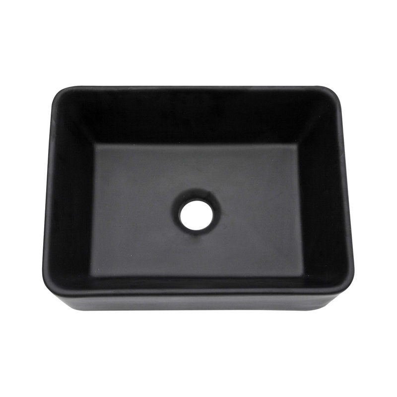 16"X12" Black Ceramic Rectangular Vessel Bathroom Sink
