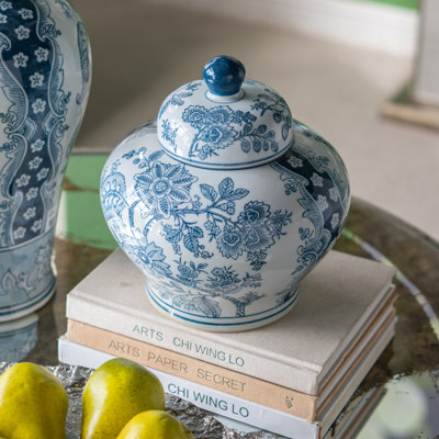D9.1x9.1 "Pot en porcelaine avec motifs floraux bleus et blancs