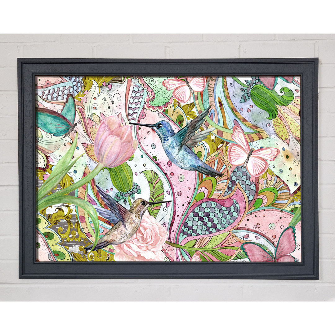 Hummingbird Paradise Pattern - Einzelner Bilderrahmen Kunstdrucke