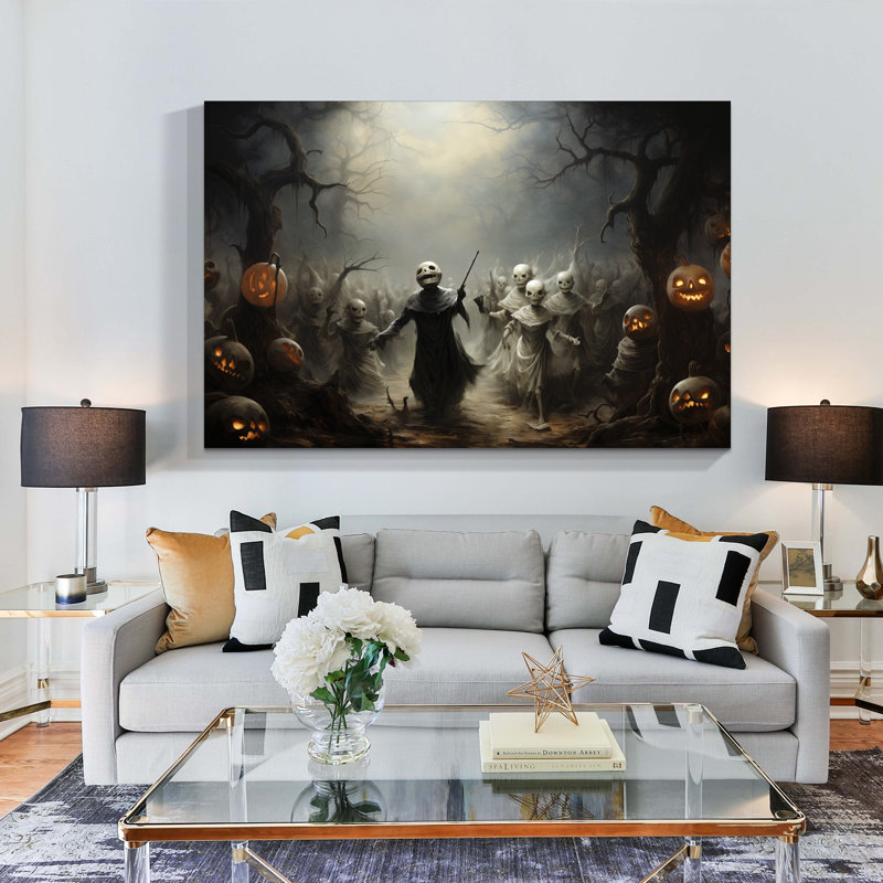 Décoration murale d'Halloween en toile, H 32 po x l 48 po