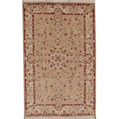 Hand-Knotted High-Quality Beige and Ivory Area Rug