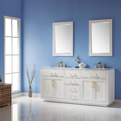 Candrice 72"" Double Bathroom Vanity Set with Mirror -  Wade LoganÂ®, D5645545C1BB47458BCFD1D60A4E2C1F