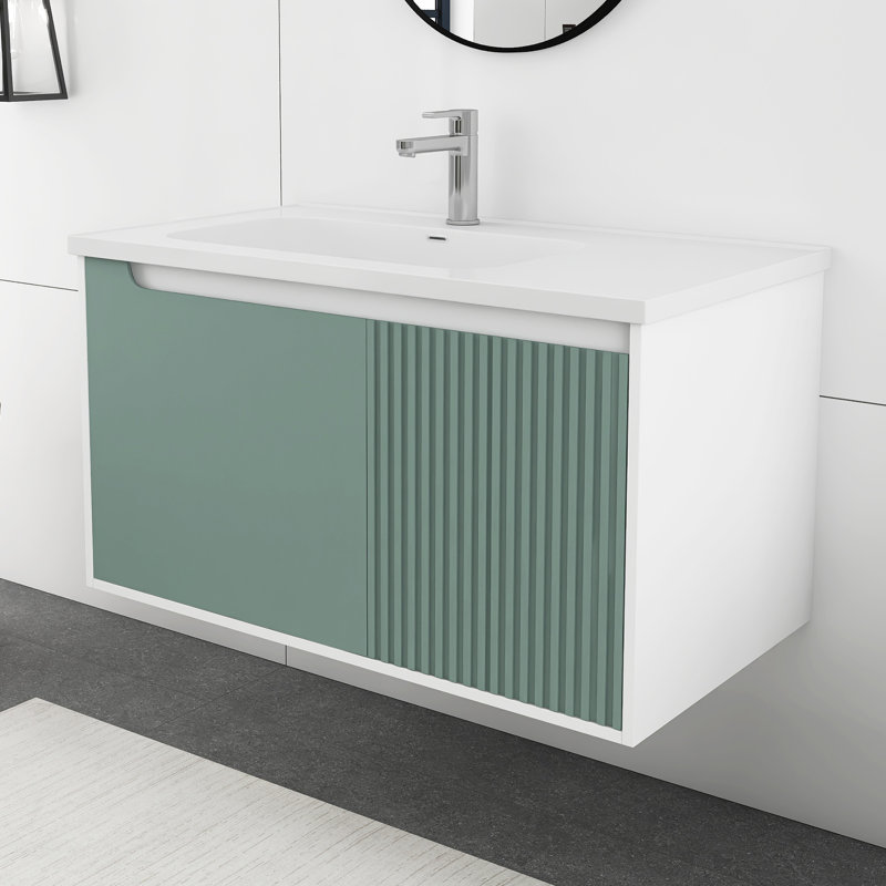 Ikraa 35.6 " W 1 Single Vanity Bathroom Vanity With Ceramic Top