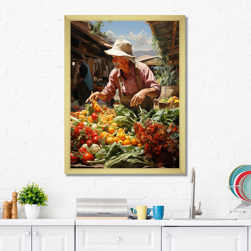 Food Farmers Market - impressions murales de ferme, Encadrement doré, H 44 po x l 34 po x P 1,5 po
