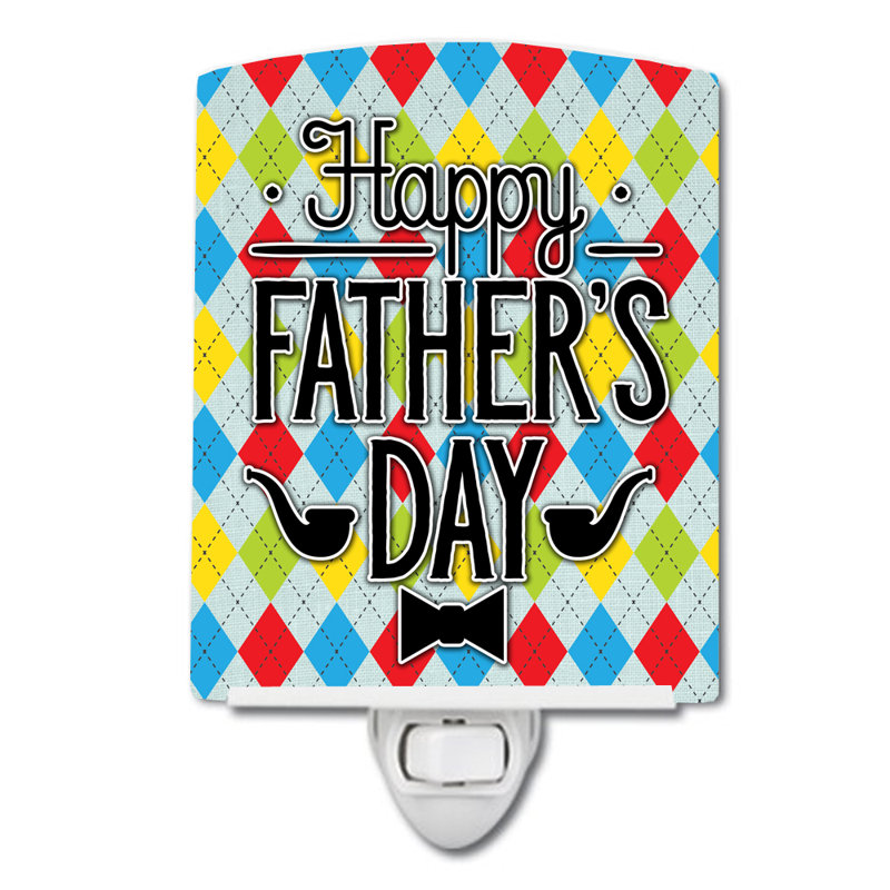 Happy Father's Day Argyle Ceramic Night Light
