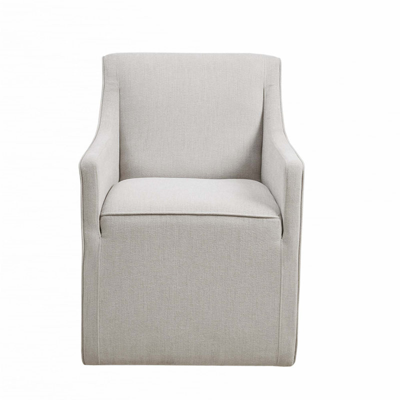 Slipcover Dining Arm Chair With Casters