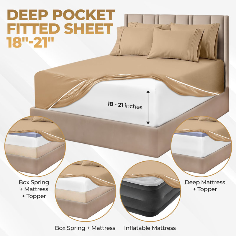 California King Tan Egyptian Cotton Deep Pocket Sheet Set