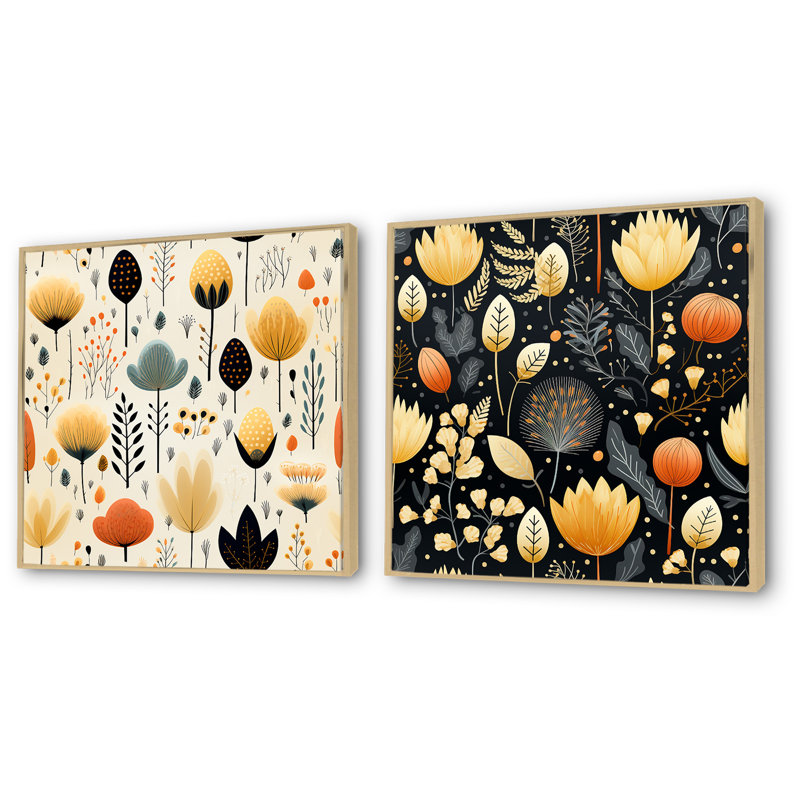 Janssen - ensemble de 2 impressions murales florales, Encadrement brun, H 16 po x l 33 po x P 1 po