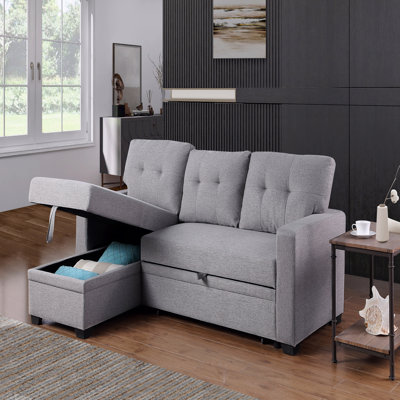 Upholstered Pull out Sectional Sofa with Chaise