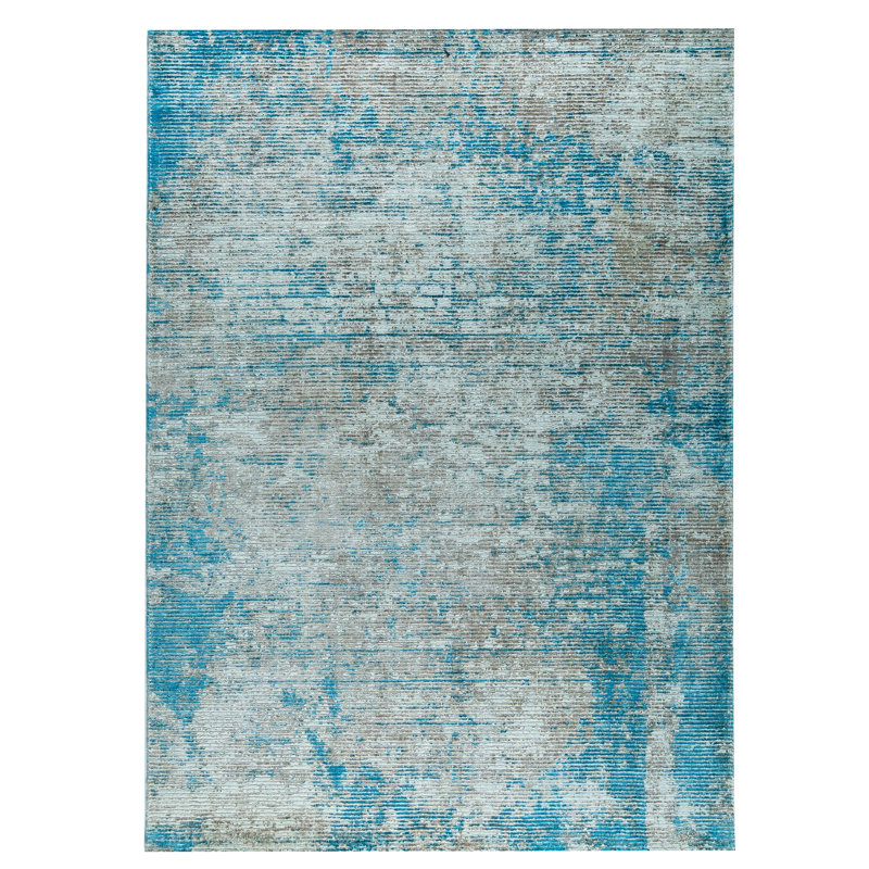 Tapis bleu tissé à la main Marymount, 8 pi x 10 pi