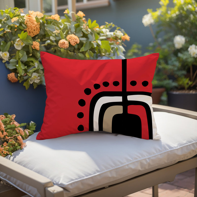 Coussin lombaire réversible intérieur / extérieur Sofi Minimalist, H 18 po x l 25 po, Rouge