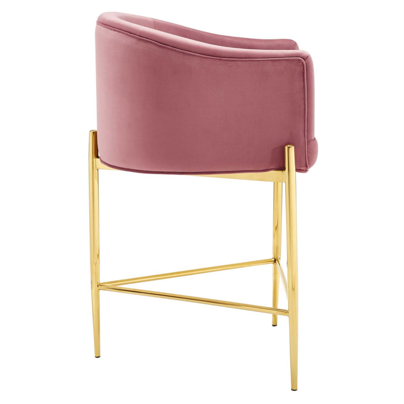 Savour Tufted Performance Velvet Counter Stool, Counter Stool (26” Seat Height), Dusty Rose