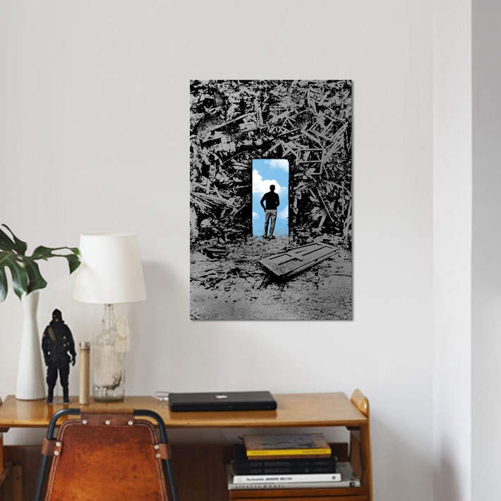 « optimist », impression sur toile, H 40 po x l 26 po x P 1,5 po, Toile tendue, Pas de tapis