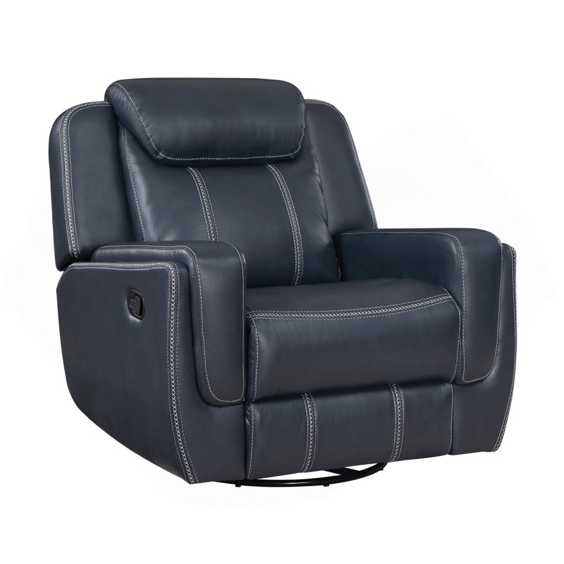 Fauteuil inclinable et pivotant moderne bleu, tissu d'ameublement respirant en similicuir 1pc