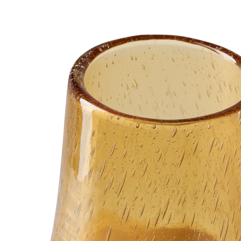 Vase de table en verre soufflé à la main Manzer, Ambre, 14.25" H x 5.25" W x 8.75" D