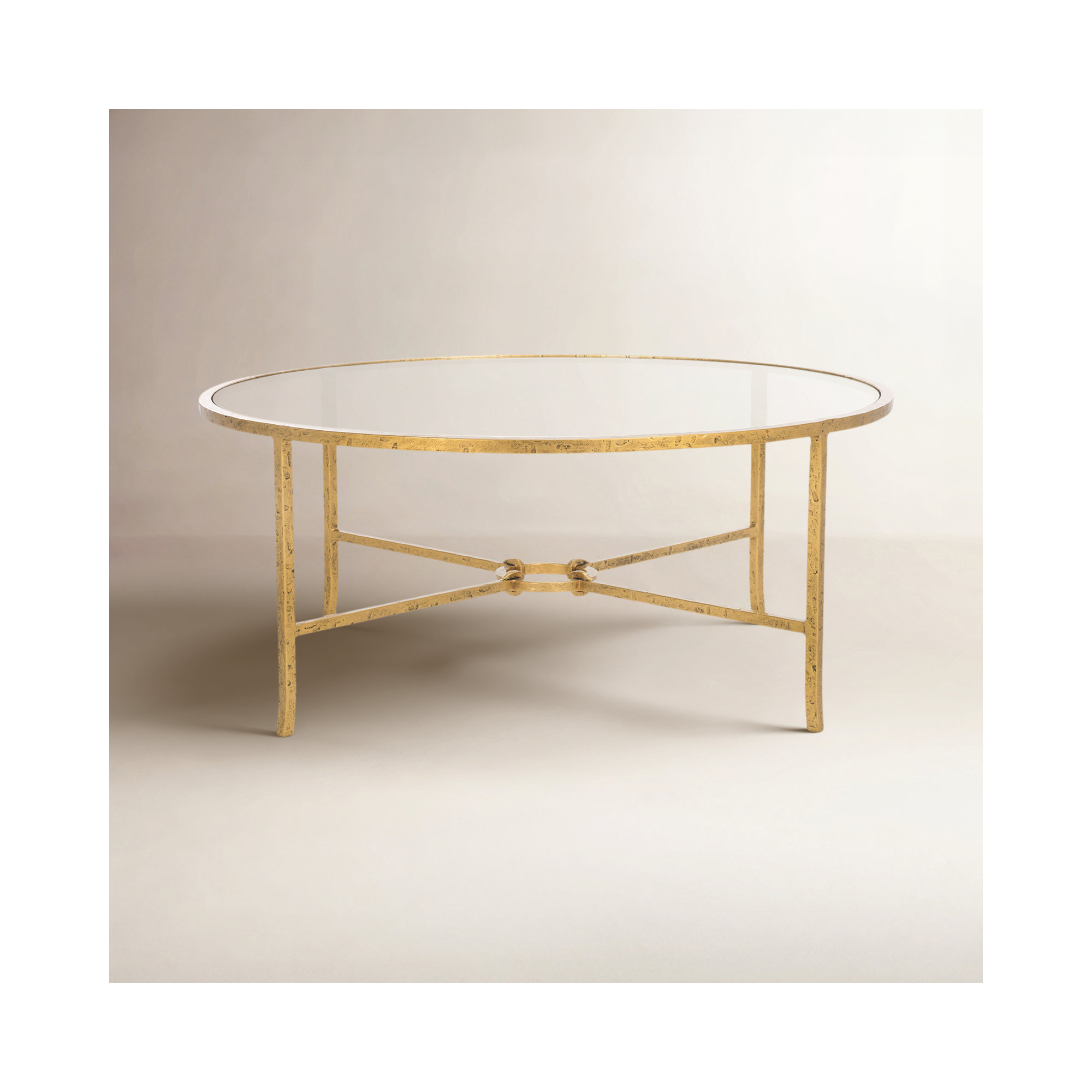 Markley Forged Metal Round Coffee Table, Brass