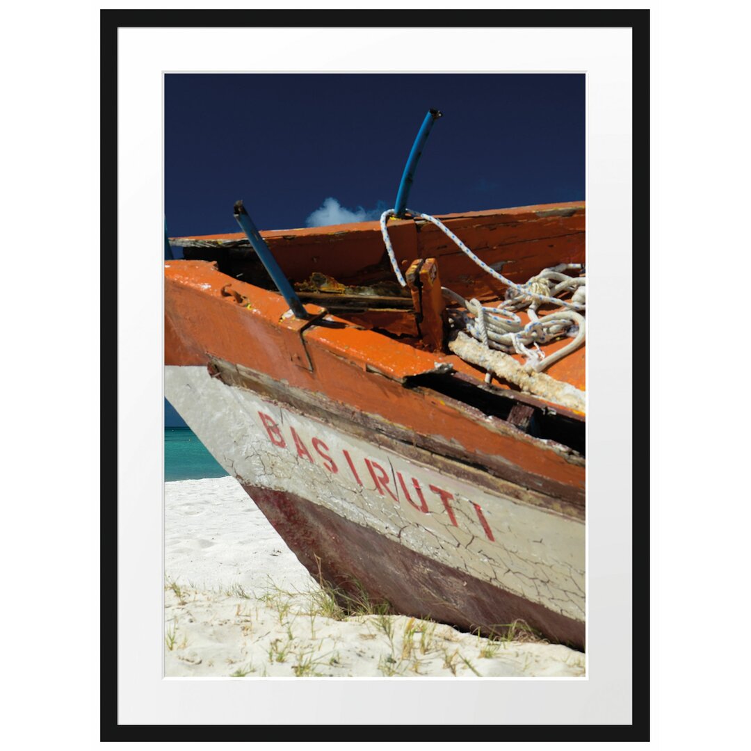 Gerahmtes Poster Boot am Strand