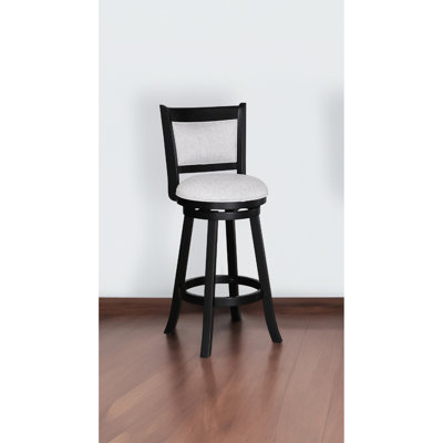 2 tabourets de bar pivotants, hauteur de comptoir avec siège et repose-pieds en tissu, chaise de cuisine noire / assise en bois, structure de pub de style pub noir, revêtement contemporain