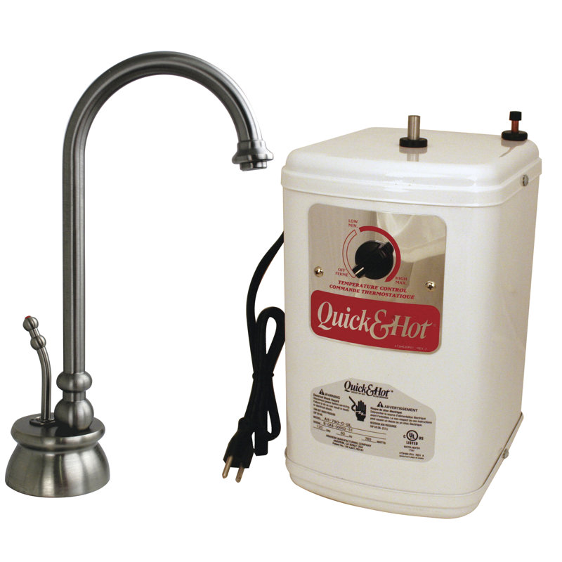 10" Calorah 1-Handle Hot Water Dispenser Faucet with Heating Tank, Satin Nickel