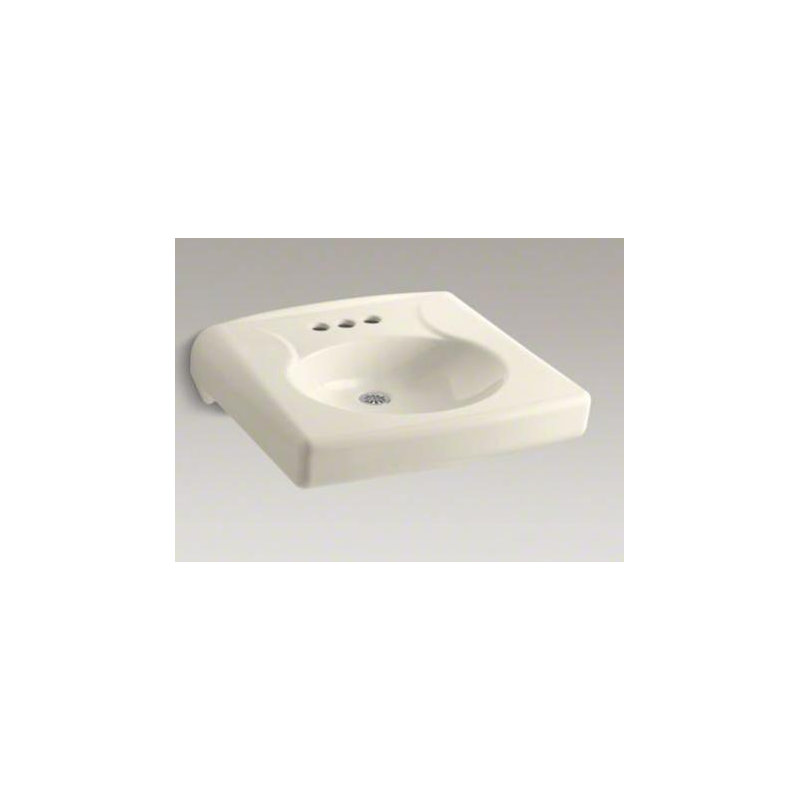 Brenham Ceramic 22" Wall Mount Bathroom Sink, Almond, 4" Centers