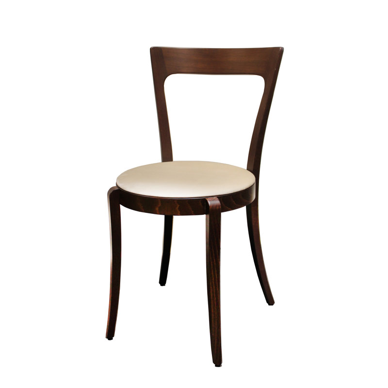 20.5'' Dark Walnut Upholstered Side Chair with Off-White Fabric