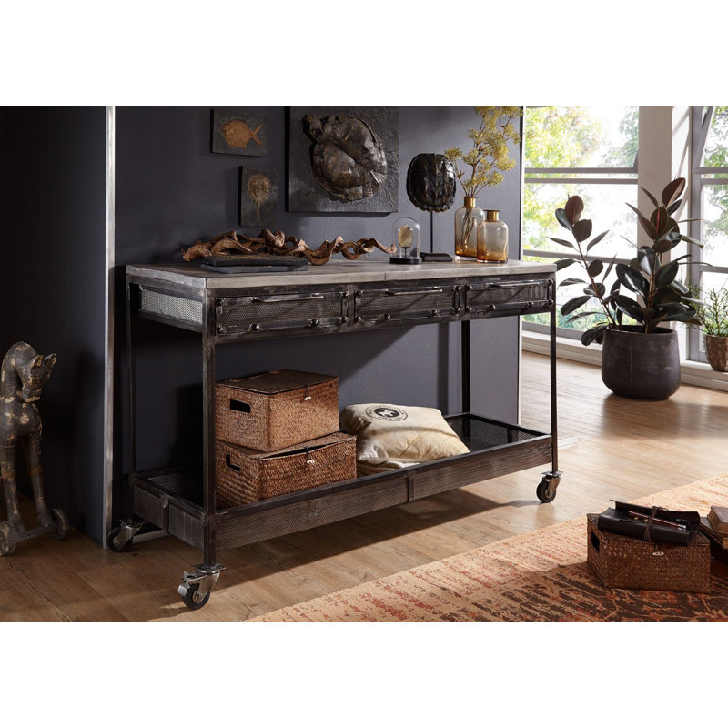Heavy 150 cm W Solid Wood Top Console Table
