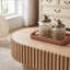 Table basse ovale, table basse cannelée moderne Mid-Century avec piédestal, table basse en bois classique pour salon, chambre à coucher, appartement, bureau, petit espace-1348623140