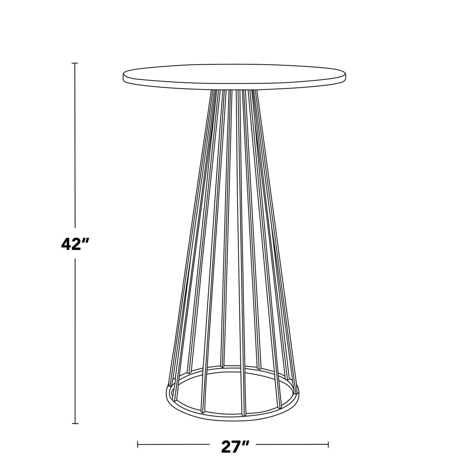 Canary Cosmo Counter Table, White, Chrome, 42"