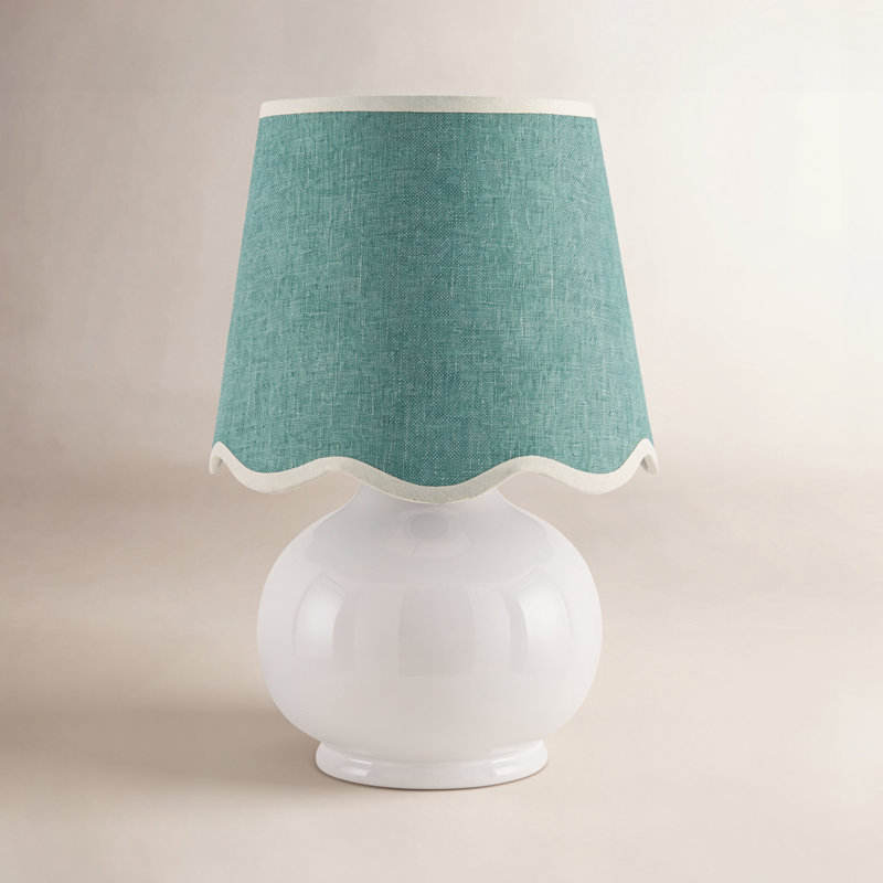 Momsen Coloured Scallop Shade Lamp, White, Green