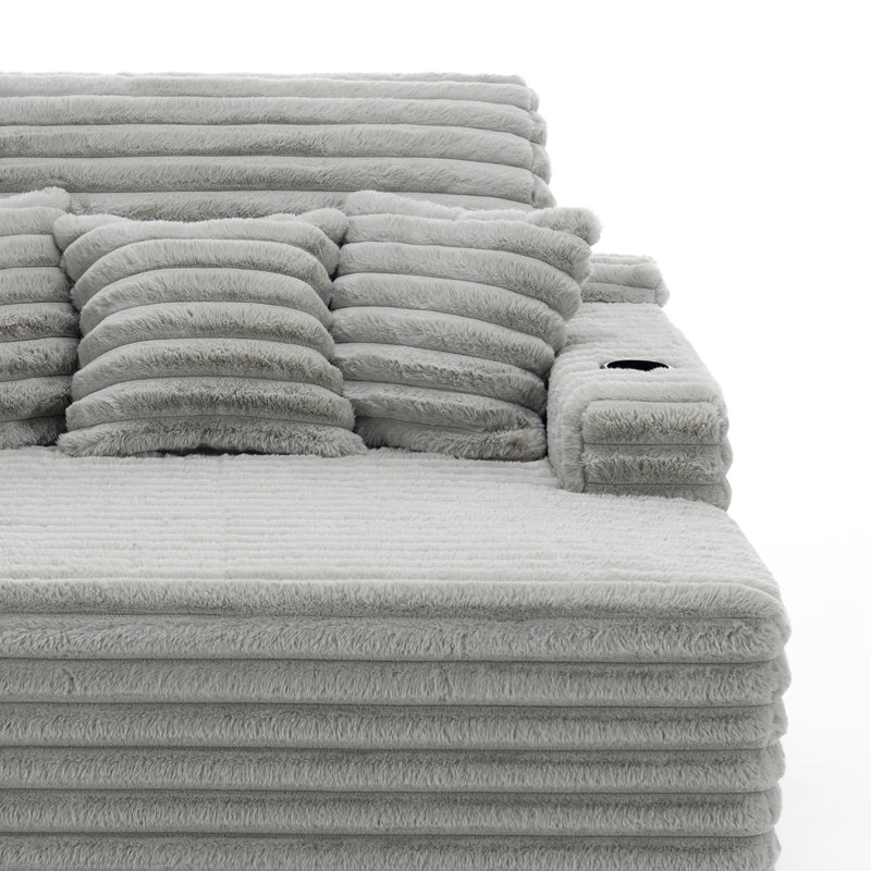 Upholstered Chaise Lounge, Light Grey