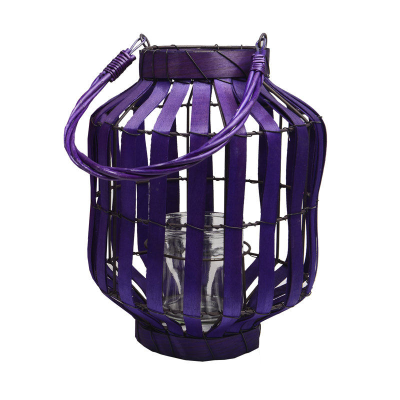 Lanterne porte-bougie 20 "Tropicalia Cabana Tiki Tropicalia, Mauve foncé