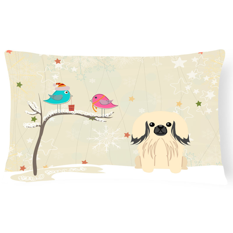 Coussin lombaire intérieur/extérieur en tissu de noël, Crème