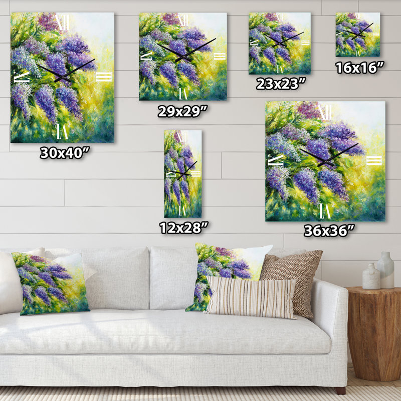 Horloge murale lilas dans le jardin, Très grand
